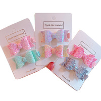 Ivy70347H Bequeme feste muster bowknot stirnband baby kinder mädchen pailletten tuch haarspangen set