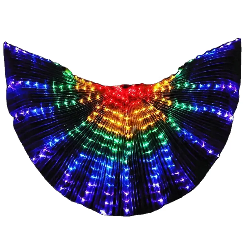 LED Belly Dance Wings Girls Colorful Butterfly Wings with Telescopic Stick
