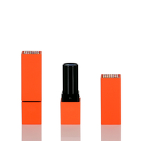 Tube de rouge à lèvres bleu orange de marque privée contenant de rouge à lèvres carré avec pièce supérieure bling spot
