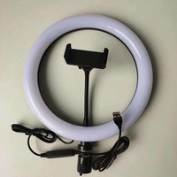 Anneau lumineux pour selfie de 10 pouces, 1 support de téléphone, contrôle par fil, température de couleur réglable 2900-7000K, matériau ABS+LED pour la photographie