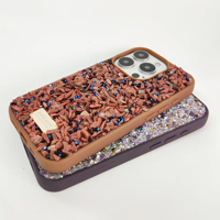 Étui de téléphone pour femme en TPU+PC avec pierres précieuses et perles colorées de luxe, design avec logo, nouveau brillant et scintillant