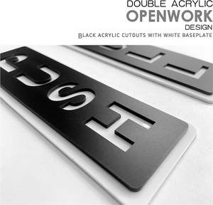 Plaque acrylique personnalisée pour porte poussoir plaques de porte de bureau d'hôtel blanc/noir - Product Image 5