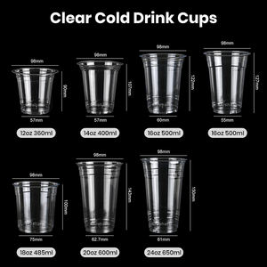 12oz 14oz 16oz 18oz 20oz 24oz Tek Kullanımlık Bardaklar Buzlu Kahve Matcha PET Şeffaf Plastik Bardak Kapaklı - Product Image 4