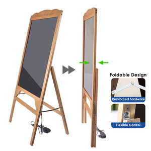 Solución Integral, Sin Necesidad de Instalación, Tablero de Exhibición Publicitaria de Madera con Marco en A, Plegable, con LED y Mensajes Borrables, 28*20 Pulgadas - Product Image 4