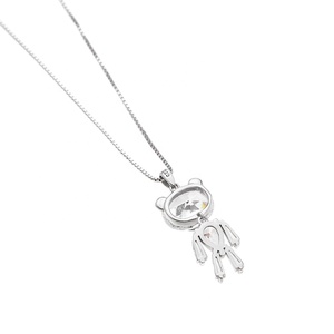 Cz piedra ajustable caja de cadena de plata de ley 925 jwelleries oso de peluche lindo colgante de collar para las mujeres - Product Image 5