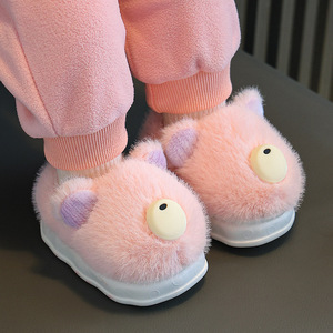 Hiver mignon garçons et filles maison antidérapant chaud épais moelleux pantoufles enfants chaud intérieur doux semelles coton enfants pantoufle - Product Image 4