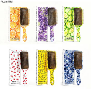 Wanmei marque motif de fruits or acier peigne à coussin d'air boîte-cadeau de luxe OEM et ODM marque traitement peigne à cheveux brosse à cheveux - Product Image 1