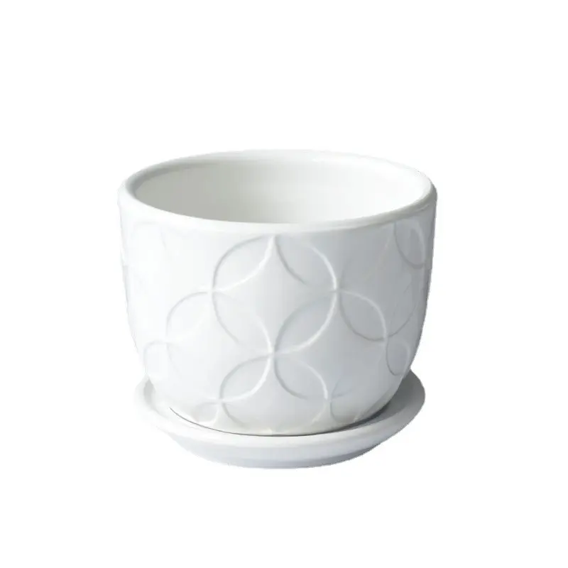 Vaso de flores de cerâmica para decoração de plantas personalizadas com listras brancas, vaso floral nórdico moderno e floral