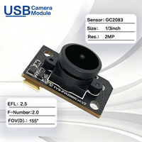 Módulo de Cámara USB GC2083 2MP 1080P, 2.7m, Baja Luz, Bajo Consumo, Sensor de 1/3", 30FPS, Plug & Play para Impresora 3D y Grabador Láser