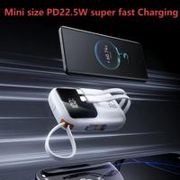 Banco de Energía Portátil Mini de 10000 mAh, Cable USB Tipo C, Carga Rápida PD20W, Ultra Delgado de PVC, Ideal para Viajes