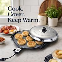Machine à Injera Électrique Mitad Mogogo de 18,5 Pouces avec Couvercle, 220V (Tension UK), Facile à Nettoyer, Plaque de Cuisson pour Injera, Pancakes et Pains Plats au Teff