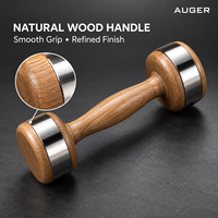 Haltère de Luxe AUGER en Bois Naturel avec Anneaux de Poids Métalliques, Poignée Lisse, Équipement d'Entraînement de Force Personnalisé pour la Maison