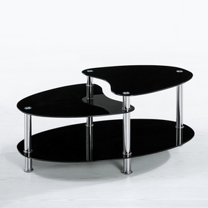 Noir Trois Couches À Manger Ovale Table D'appoint avec Étagères De Rangement pour Salle à manger - Product Image 1