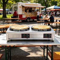 Crêpière professionnelle à double brûleur de 400 mm avec commande mécanique pour la restauration, les buffets et les cuisines de restaurants