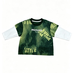 T-<span class=keywords><strong>shirt</strong></span> tricoté à col rond pour enfants garçons et filles, manches longues, imprimé tie-dye, style streetwear, décontracté, automne, vente en gros - Product Image 2