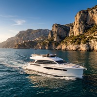 Yacht à moteur en fibre de verre de 50 pieds, console simple, flybridge, deux moteurs Cummins 205 CV diesel, CCS CE, 2 cabines, prêt à être expédié