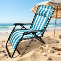 Chaise longue de plage pliable à rayures zéro gravité avec appui-tête réglable pour extérieur, patio, jardin, transat personnalisé