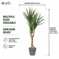 Plante artificielle Dracaena Anita hautement réaliste avec tronc en bois naturel |   Arbre artificiel style nordique pour la décoration de bureau moderne