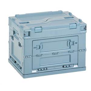 Lidded Storage Bins 2 Pack 30L Collapsible Storage Box Crates Plastic Tote Storage Box Container Stackable Folding Utility Crate