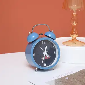Klasik Mini yuvarlak masa çalar saati küçük iki çan Metal çalar saat çocuklar için çalışma masası saat uyku eğitim