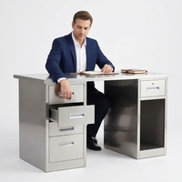 Bureaux informatiques modernes ergonomiques et durables en métal avec étagères pour usage commercial, bureau à domicile, hôpital et école