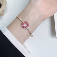 Série Tournesol Rose : Boucles d'oreilles, Bracelet et Collier en Cristal