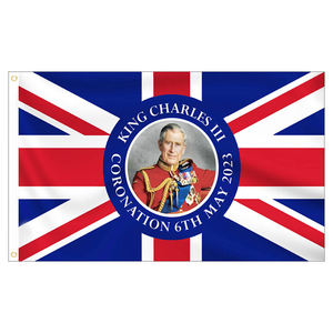 Gahumi <span class=keywords><strong>rey</strong></span> británico Carlos III bandera coronación 2024 banner impreso personalizado publicidad 3X5 bandera ceremonia celebración - Product Image 1