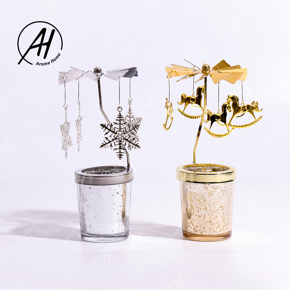 Bulk Glass Jar Scent Candle Rotating Trotting Horse Lamp Aroma Home Candle 4