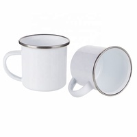 Tasse à café en émail personnalisée, 3 pièces, 6 oz/180ml, avec bordure en argent, vente en gros, fournitures d'usine, MEN6