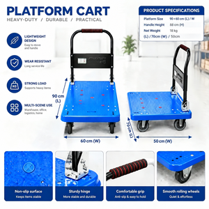 Flatbed Platform Cart Nylon Casters Folding Handle Silent <strong>Wheels</strong> For Warehouse Custom OEM Wholesale Industrial Trade Delivery - Product Image 5