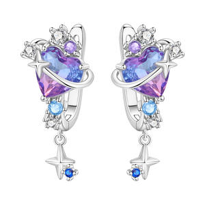 Pendientes de Corazón Iridiscentes con Circonita en Forma de Corazón, de Cobre Blanco y Latón, Poción del Amor - Exclusivos para Mujeres - Product Image 4