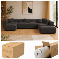 Canapé d'angle modulable Amperui en forme de L, sectionnel surdimensionné, moderne, rembourré en tissu éponge, pieds écologiques