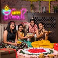 Happy Diwali Décorations Diwali Neon Sign 2025 Deepawali Party Décoration Diya LED Neon Light Signs