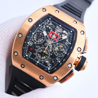 Reloj cronógrafo de alta gama para hombre en oro rosa con cristal de zafiro, reloj deportivo multifunción