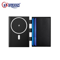 Mini batterie externe portable 22,5 W 4500 mAh avec câble intégré, recharge magnétique sans fil, support de batterie Li-Polymère pour voyage