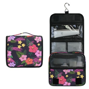 New Arrival Hawaiian Tropical Flower Durable Hanging Toiletries Organizer Cosmetic <b>Makeup</b> <b>Storage</b> Toiletry Bags <b>for</b> Travel - Product Image 1