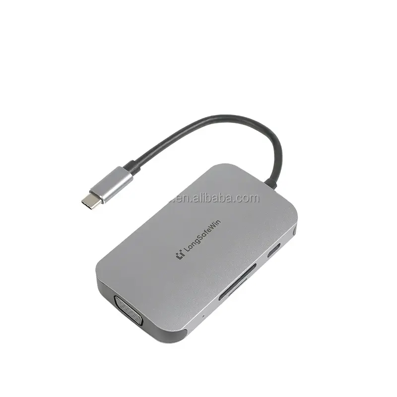 ฮับ USB ที่มีประโยชน์ 7 in 1 พร้อมช่องเสียบการ์ด SD พอร์ต VGA / HDMI PD100W