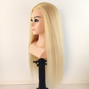 Tête de mannequin d'entraînement en cheveux naturels de 60 cm de long, tête de mannequin professionnelle pour la <span class=keywords><strong>coiffure</strong></span>, le maquillage, la pratique, la formation, la poupée de cosmétologie - Product Image 5