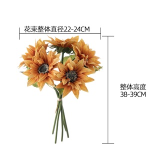 Suxian Ningshuang - Ramo de Girasoles Artificiales Amarillos y Naranjas, Decoraciones para Bodas, Suministros para Manualidades, Juego de 12 Piezas - Product Image 4