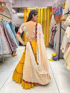 Heavy Multi Viscosa Algodón Navratri Lehenga Choli con Espejo Trabajo lahenga choli - Product Image 5