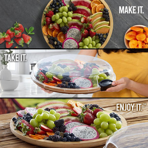 Planche à découper <span class=keywords><strong>Nordic</strong></span> Build-A-Board Snacks au fromage servant des <span class=keywords><strong>mini</strong></span> planches rondes de charcuterie en bambou avec couvercle transparent - Product Image 2