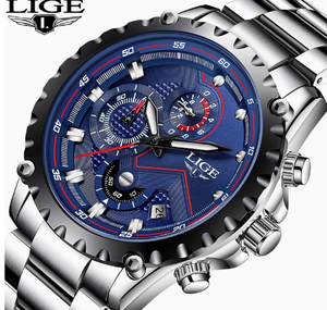 Reloj de Cuarzo para Hombre LIGE 9821, Último Modelo, de Lujo, Buena Calidad, Diseño Moderno, Precio Bajo, Multicolor, Elegante, Multifunción, con Correa de Acero Inoxidable - Product Image 1