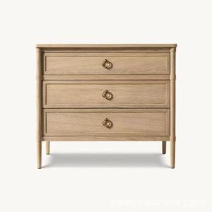 American-style oak bedside <b>table</b>, RH American-style light luxury solid wood bedroom three-drawer bedside <b>table</b>, bed <b>end</b> <b>table</b>, - Product Image 1
