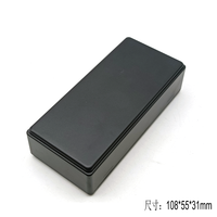 Boîtier électronique rectangulaire noir en plastique ABS à dessus plat pour module de commande de transmetteur de signal