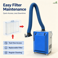 Extracteur de fumées de soudage à bras unique à faible vibration pour environnements de travail de soudage en intérieur