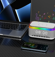 2027 Stereo BT-Lautsprecher-Dockingstation mit Schnellem Kabellosen Laden und Wecker Handy-Ladestation Audio-Station für Schlafzimmer Büro