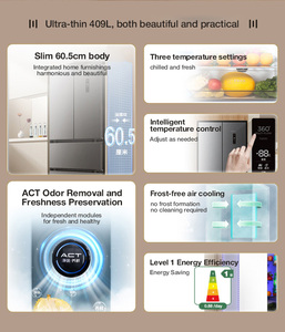 Réfrigérateur à portes françaises 409L <span class=keywords><strong>encastrable</strong></span>, sans givre, à technologie Inverter, économe en énergie, appareil de cuisine - Product Image 4