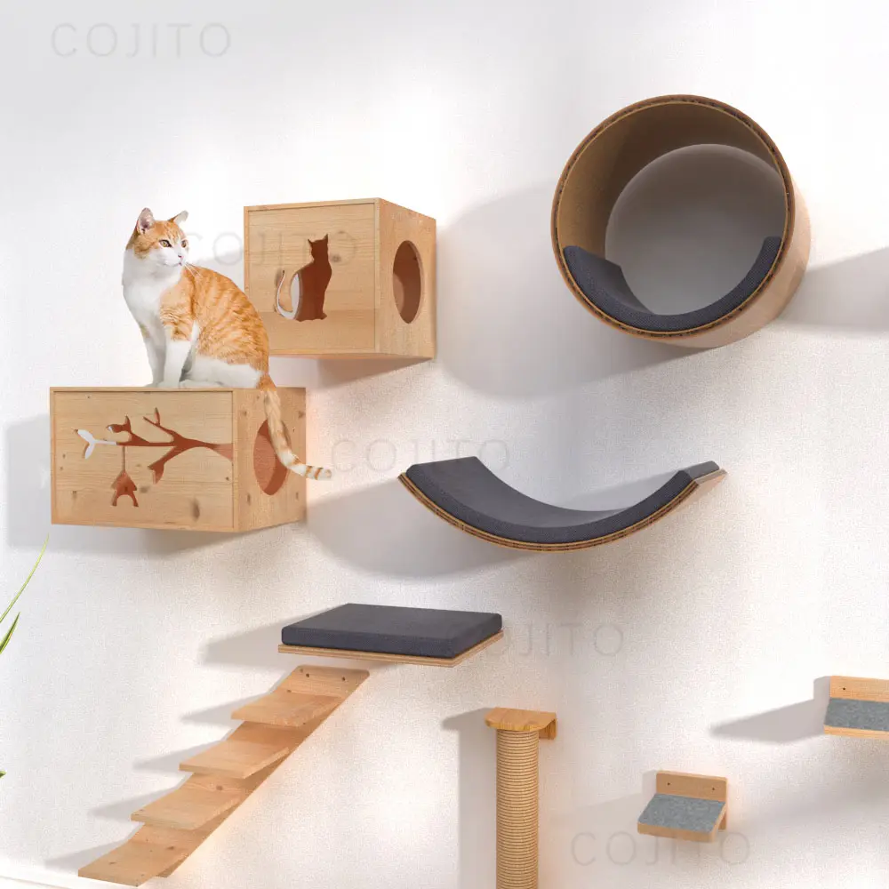 Hot Verkoop Hout Tree Cat Wall Shees Kat Hangmat En Kat Muur Platform Meubels Voor Klimmen