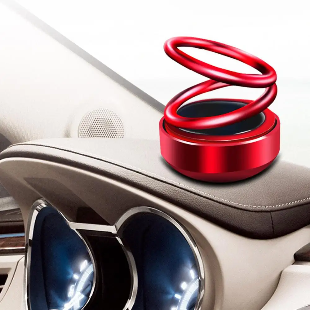 Penyegar udara mobil, penyebar aroma aromaterapi Interior mobil dengan tenaga surya cincin ganda berputar