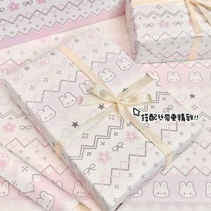 Papier d'emballage Fair Isle Bunny, grande taille, style dessin animé, papier d'emballage cadeau artisanal - Product Image 2